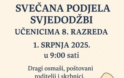 Svečana podjela svjedodžbi učenicima 8. razreda