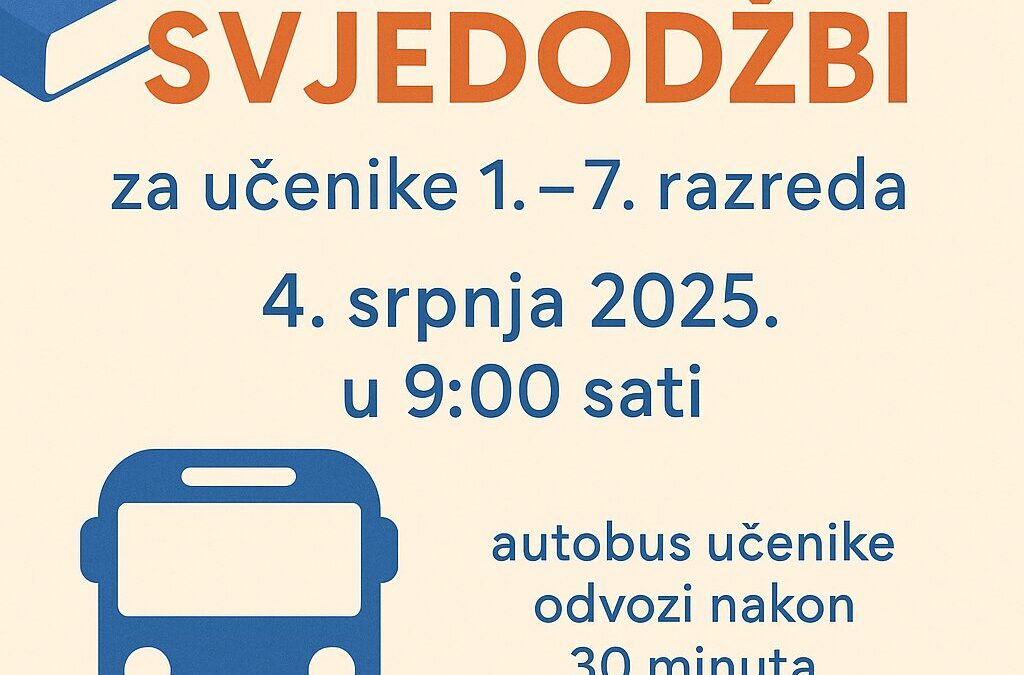 Podjela svjedodžbi za učenike 1. – 7. razreda