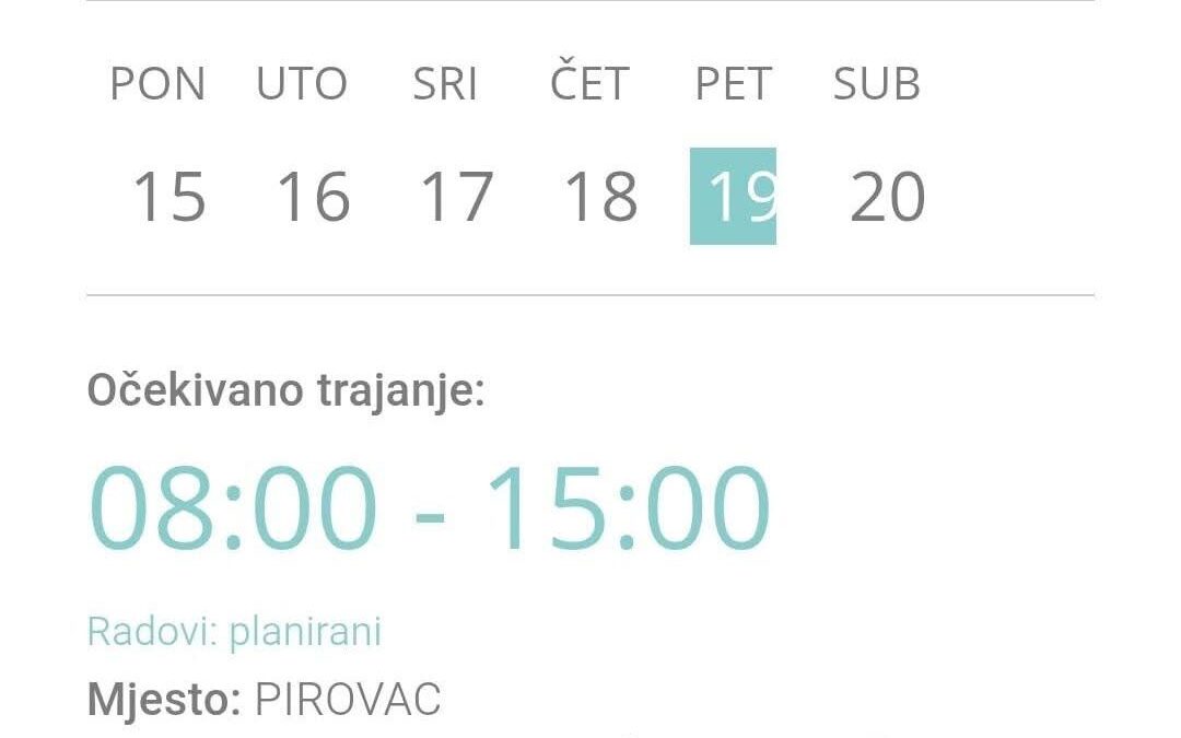 Obavijest o prekidu opskrbe električnom energijom