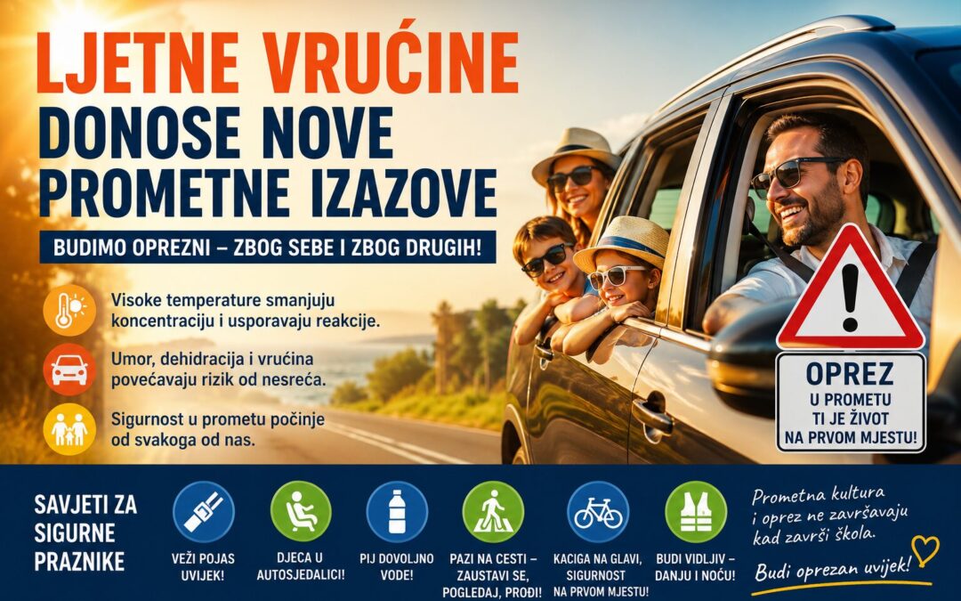 Ljetne vrućine donose nove prometne izazove – budimo oprezni tijekom praznika